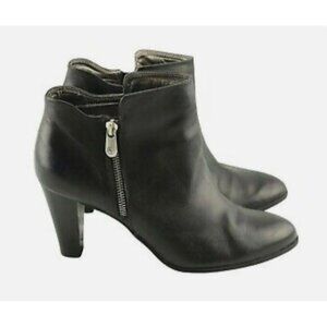 Adrienne Vittadini black leather 3.5 in heel booties sz 10 goth